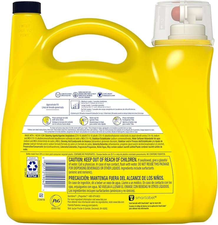 Tide Simply All-In-One Liquid Laundry Detergent, Daybreak Fresh Scent, 138 Loads, 182 fl oz - Image 8