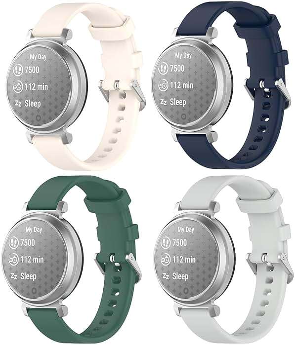 QHBAMD 4 Pack Watch Bands Compatible with Garmin Lily 2 Smart Watch, Quick Release Soft Silicone Replacement Women Band Strap for Garmin Lily 2 - Image 1