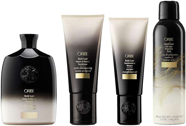 ORIBE Gold Lust Shampoo, Conditioner, Mask & Dry Heat Protection Spray Set - Image 1