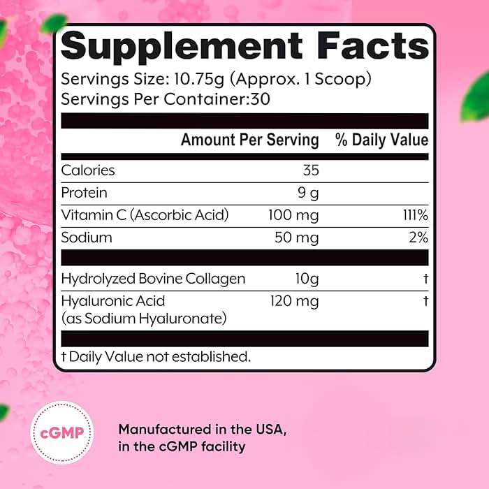 BEAUTY AND CUTIE Collagen Peptides 10g with Hyaluronic Acid 120 mg and Vitamin C Powder, Hair, Skin and Nails Support, Grass Fed, Unflavored, 11.38 oz - Image 2