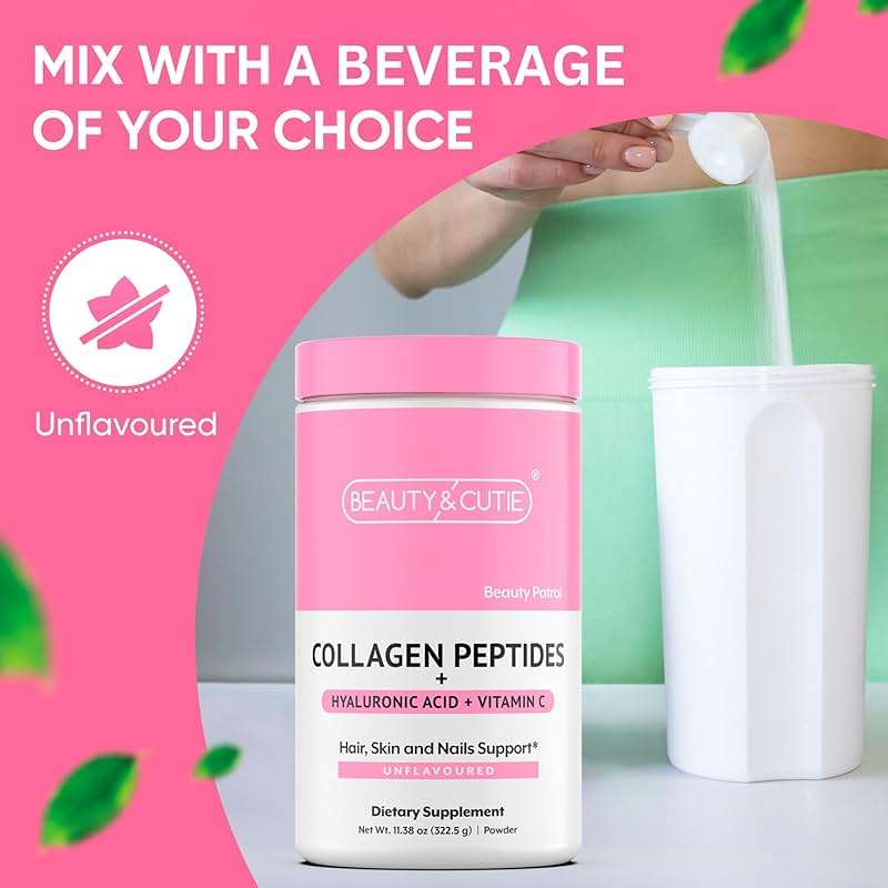 BEAUTY AND CUTIE Collagen Peptides 10g with Hyaluronic Acid 120 mg and Vitamin C Powder, Hair, Skin and Nails Support, Grass Fed, Unflavored, 11.38 oz - Image 5