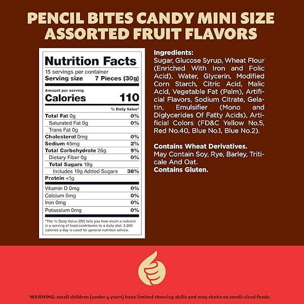 Pencil Bites Gummy Candy | 1 Pound Pack | Assorted Fruit Flavors Chewy Candies | Sweet & Sour Filled Mini Rope Candy | Bulk Gummy Candies for Parties, Snacks & Dessert Toppings - Image 2