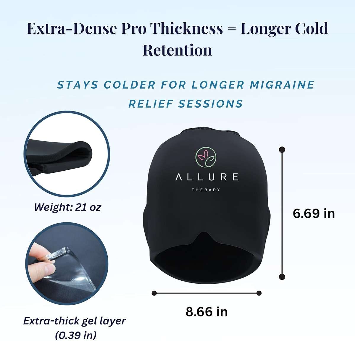 Migraine Relief Cap – Hot & Cold Therapy Headache Relief Cap with 1.4 LB Gel, Full Head Compression Ice Cap for Migraines, Reusable Cooling Head Wrap - Image 4