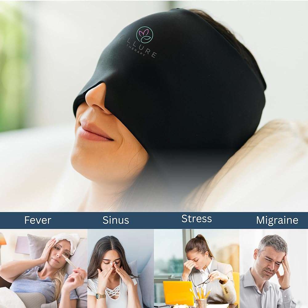 Migraine Relief Cap – Hot & Cold Therapy Headache Relief Cap with 1.4 LB Gel, Full Head Compression Ice Cap for Migraines, Reusable Cooling Head Wrap - Image 7