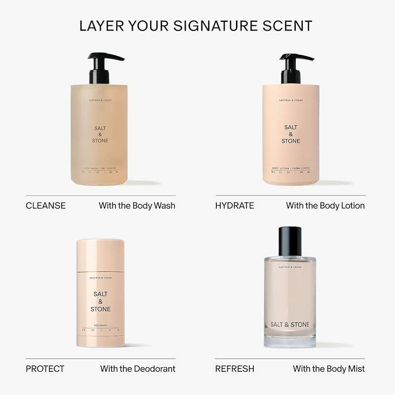Salt & Stone Body Wash with Antioxidants for Deep Moisture | For Women & Men, Sulfate, Paraben, & Dye Free, Leaving Skin Soft and Hydrated | Saffron & Cedar 15.2 fl oz - Image 7