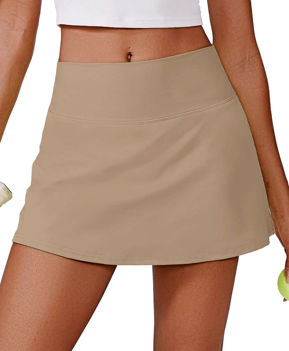 PINSPARK Womens Tennis Skirt High Waisted Golf Skort with 2 Pockets Stretchy Athletic Skirts for Workout Pickleball Running - Image 1