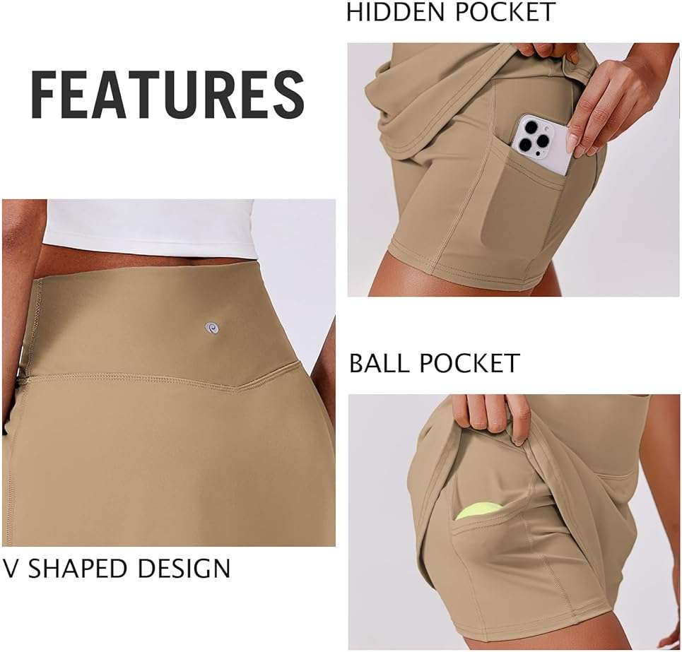 PINSPARK Womens Tennis Skirt High Waisted Golf Skort with 2 Pockets Stretchy Athletic Skirts for Workout Pickleball Running - Image 3
