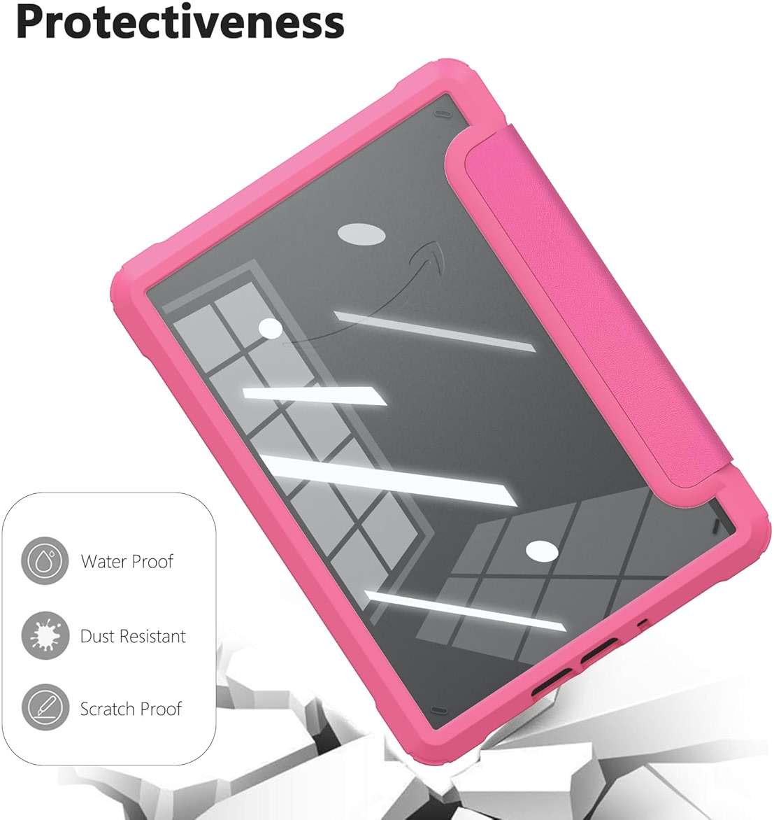 E NET-CASE Case for 7" Kindle Paperwhite 12th Gen 2024 Released & Kindle Colorsoft (1st Gen.2024/2025),Clear Back Shell Durable PU Leather Cover with Auto Sleep Wake,Raspberry - Image 6