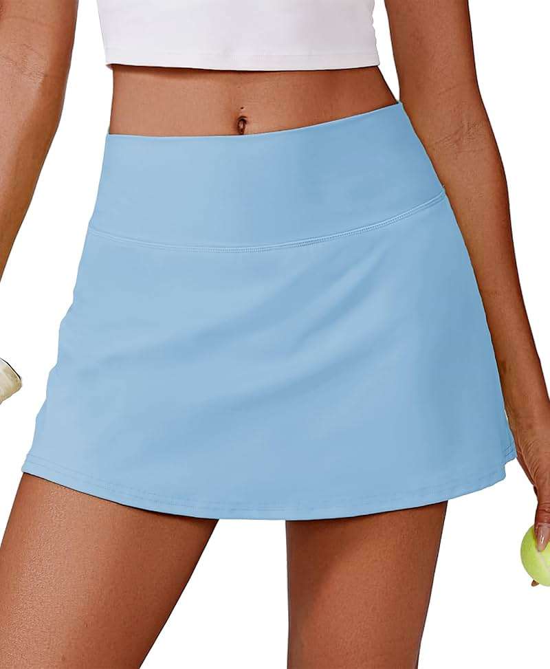 PINSPARK Womens Tennis Skirt High Waisted Golf Skort with 2 Pockets Stretchy Athletic Skirts for Workout Pickleball Running - Image 1