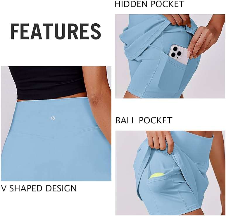 PINSPARK Womens Tennis Skirt High Waisted Golf Skort with 2 Pockets Stretchy Athletic Skirts for Workout Pickleball Running - Image 3