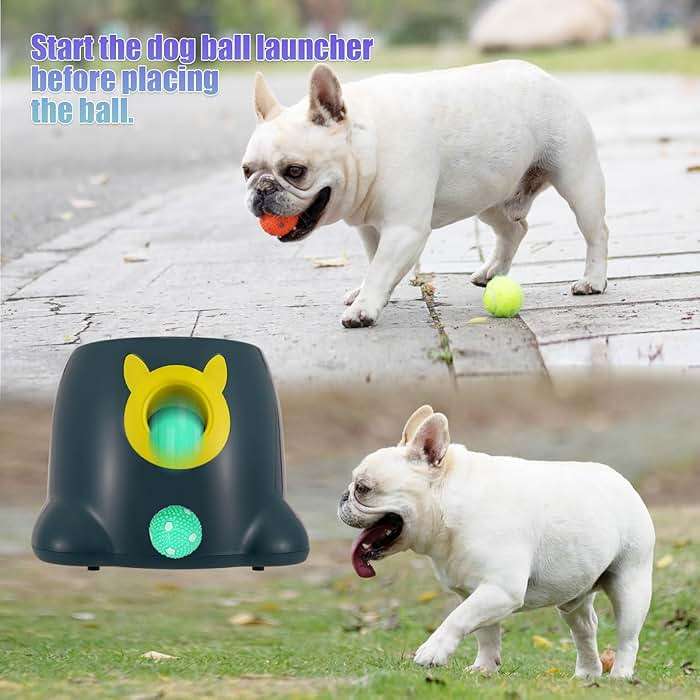 WIGGLYTAIL Automatic Ball Launcher for Dogs, Dog Fetch Ball Thrower Launcher, 3 Adjustable Distances, Interactive Pet Self Playing for Small Dogs and Puppies with 10 Balls (2 inches) - Image 2