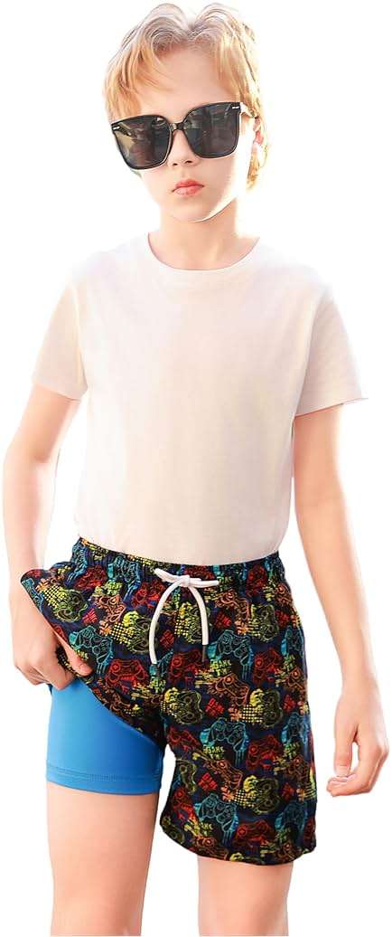 MILANKERR Toddler Boys Swim Trunks with Compression Air Holes Liner Quick Dry Boys Bathing Costumes - Image 1