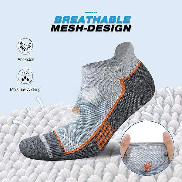 Cirorld Mens Ankle Running Socks, Athletic Cushioned Low Cut Moisture Wicking Cotton Short Sports Socks, 6 Pairs - Image 4