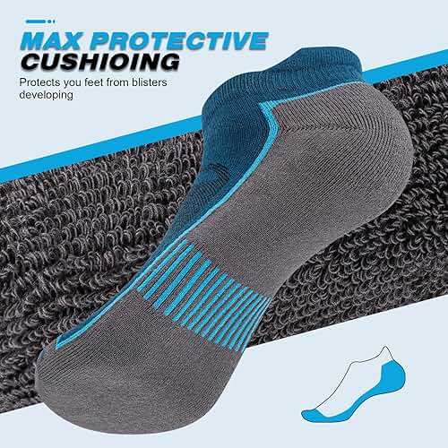Cirorld Mens Ankle Running Socks, Athletic Cushioned Low Cut Moisture Wicking Cotton Short Sports Socks, 6 Pairs - Image 5