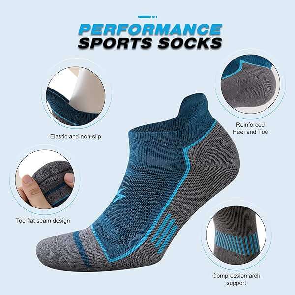 Cirorld Mens Ankle Running Socks, Athletic Cushioned Low Cut Moisture Wicking Cotton Short Sports Socks, 6 Pairs - Image 9