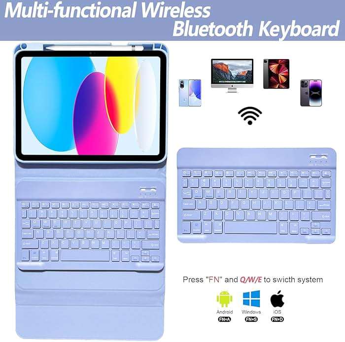 BSBLESS Keyboard Case for iPad 11th 10th Generation - iPad 10th Generation Case with Detachable Wireless Keyboard - Smart Folio Cover with Pencil Holder for 11-inch A16 2025 10.9-inch 2022, Purple - Image 3