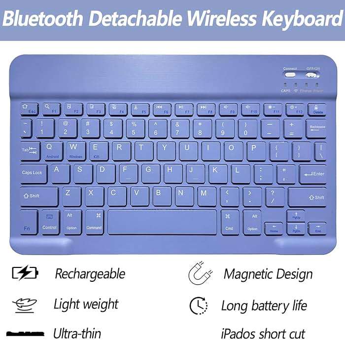 BSBLESS Keyboard Case for iPad 11th 10th Generation - iPad 10th Generation Case with Detachable Wireless Keyboard - Smart Folio Cover with Pencil Holder for 11-inch A16 2025 10.9-inch 2022, Purple - Image 4