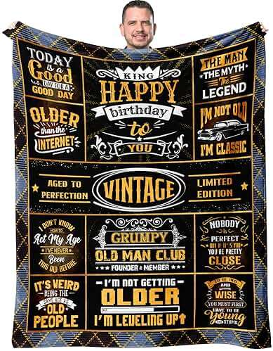 Fluxflix Birthday Gifts for Men/Dad/Him/Huband/Boyfriend, Men Gifts for Birthday, Men's Birthday Gift Ideas, Happy Birthday Gifts for Male Throw Blanket 60"X50" - Image 1