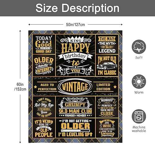 Fluxflix Birthday Gifts for Men/Dad/Him/Huband/Boyfriend, Men Gifts for Birthday, Men's Birthday Gift Ideas, Happy Birthday Gifts for Male Throw Blanket 60"X50" - Image 3