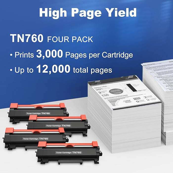 TN760 Toner High Yield Replacement for Brother TN-730 TN-760 TN730 TN760 Toner Cartridge for Brother Printer L2325DW L2350DW L2370DW L2390DW L2395DW L2550DW L2690DW L2710DW L2717DW L2750DW 4-Pack - Image 4