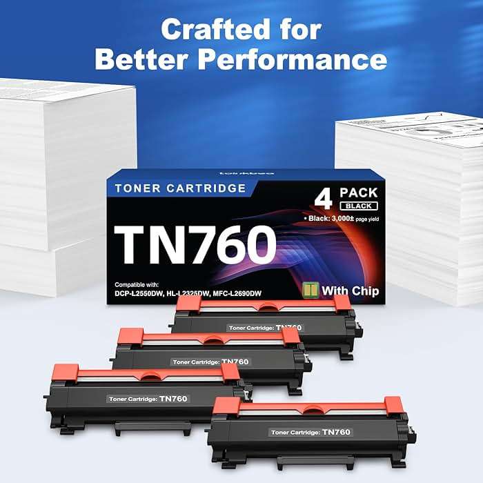 TN760 Toner High Yield Replacement for Brother TN-730 TN-760 TN730 TN760 Toner Cartridge for Brother Printer L2325DW L2350DW L2370DW L2390DW L2395DW L2550DW L2690DW L2710DW L2717DW L2750DW 4-Pack - Image 7