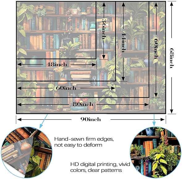 Accnicc Botanical Bookshelf Tapestry Lush Green Plant Book Shelf Tapestries Wall Hanging Art Vintage Retro Potted Plants Academics Library Book Tapestry for Bedroom Living Room Dorm 80 x 60 inch - Image 7