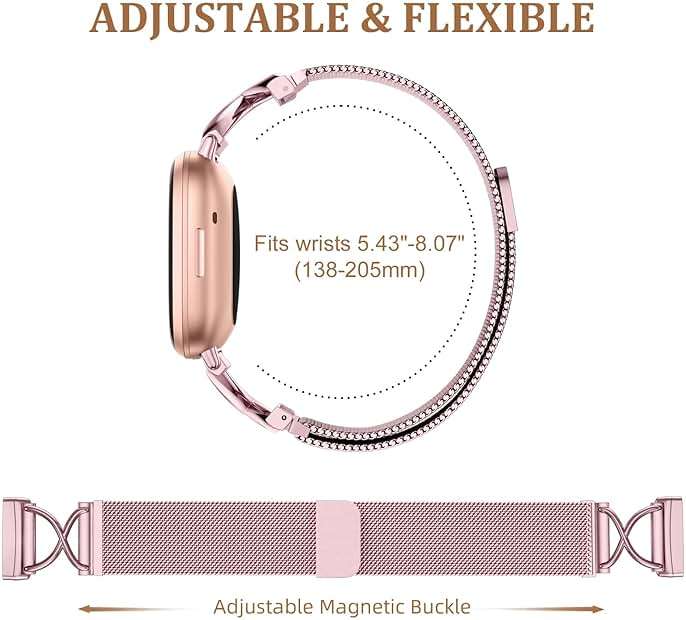 JKD X-Shape Metal Band Compatible with Fitbit Versa 4/Sense 2/Versa 3/Sense Bands Women Men, Stainless Steel Soft Mesh Loop Strap Replacement for Fitbit Sense 2/Versa 3/Sense/Versa 4 Smartwatch - Image 8