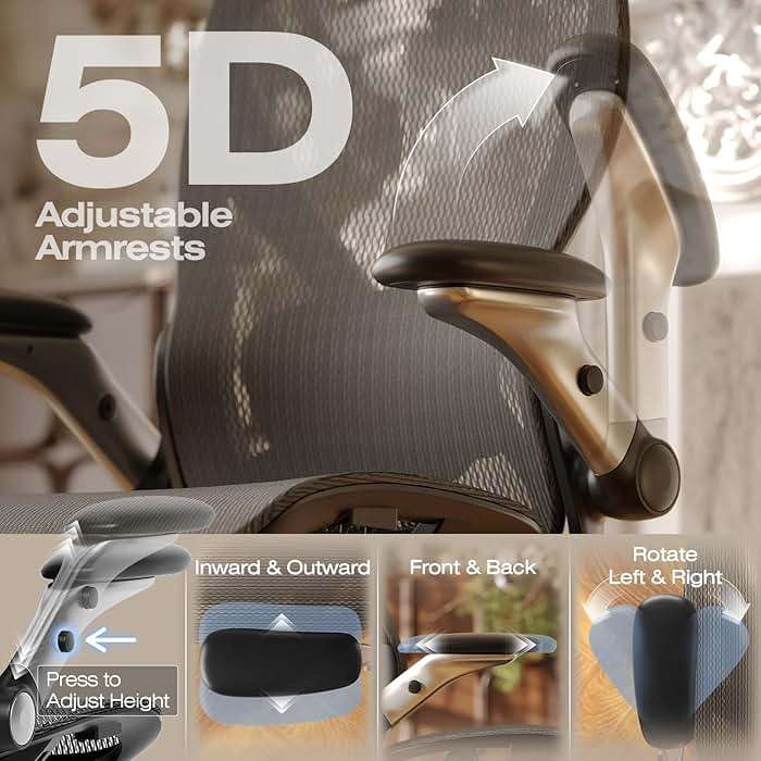 ELABEST X100 Ergonomic Mesh Office Chair with Footrest, Big and Tall Hone Desk Chair with 5D Flip-Up Arms, Adjustable 3D Lumbar Support,Gaming & Executive Computer Chairs - Image 4