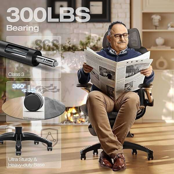 ELABEST X100 Ergonomic Mesh Office Chair with Footrest, Big and Tall Hone Desk Chair with 5D Flip-Up Arms, Adjustable 3D Lumbar Support,Gaming & Executive Computer Chairs - Image 8
