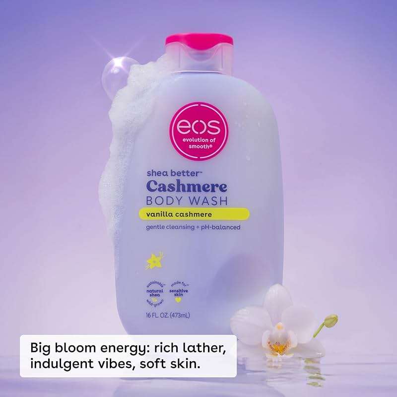eos Body Wash, Vanilla, Moisturizing Creamy Gel Formula with Shea Butter, Glycerin, Vitamin E, pH Balanced, Sensitive Skin, Vegan, 16 fl oz - Image 3