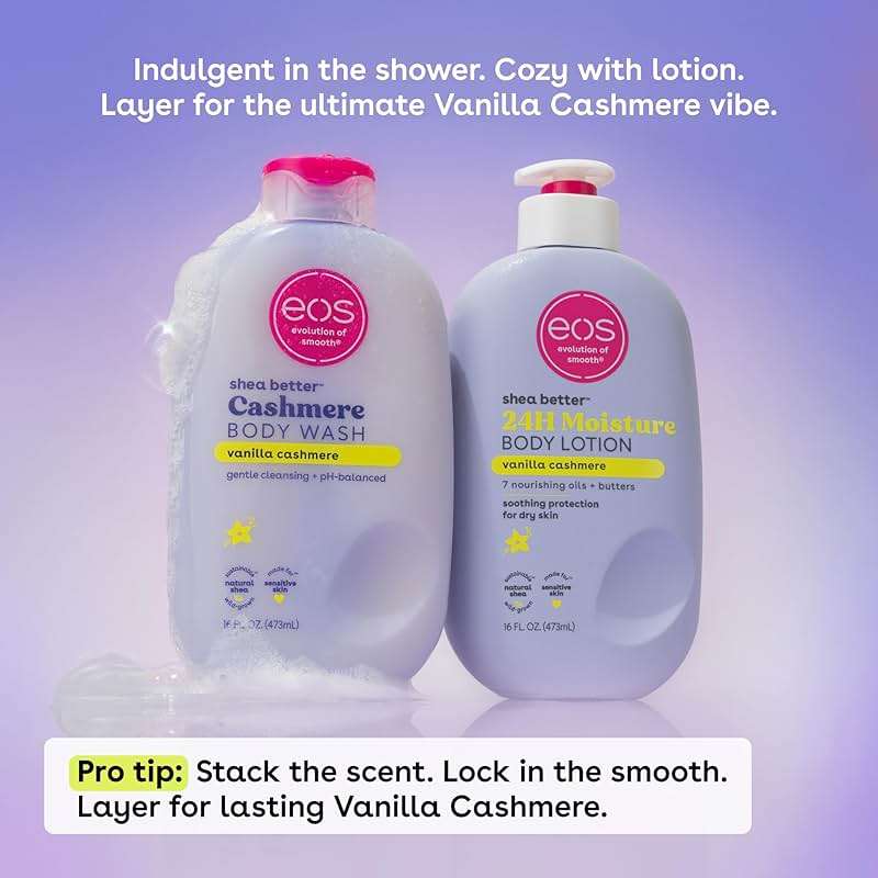 eos Body Wash, Vanilla, Moisturizing Creamy Gel Formula with Shea Butter, Glycerin, Vitamin E, pH Balanced, Sensitive Skin, Vegan, 16 fl oz - Image 6