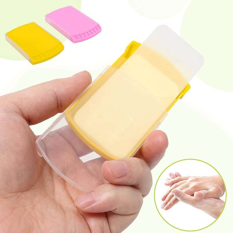 2 Boxs (100 Sheets) Hand Washing Soap Sheets for Outdoor Travel,Portable Camping Hand Soap,Hiking Washing Hand Bath Paper Soap for Travel,BBQ,Party,School,Girls(Yellow&Pink) - Image 3