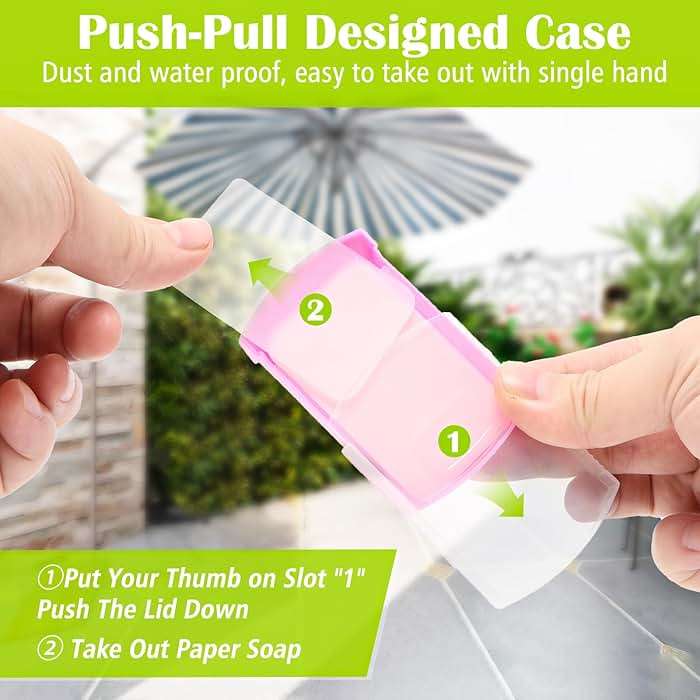 2 Boxs (100 Sheets) Hand Washing Soap Sheets for Outdoor Travel,Portable Camping Hand Soap,Hiking Washing Hand Bath Paper Soap for Travel,BBQ,Party,School,Girls(Yellow&Pink) - Image 6