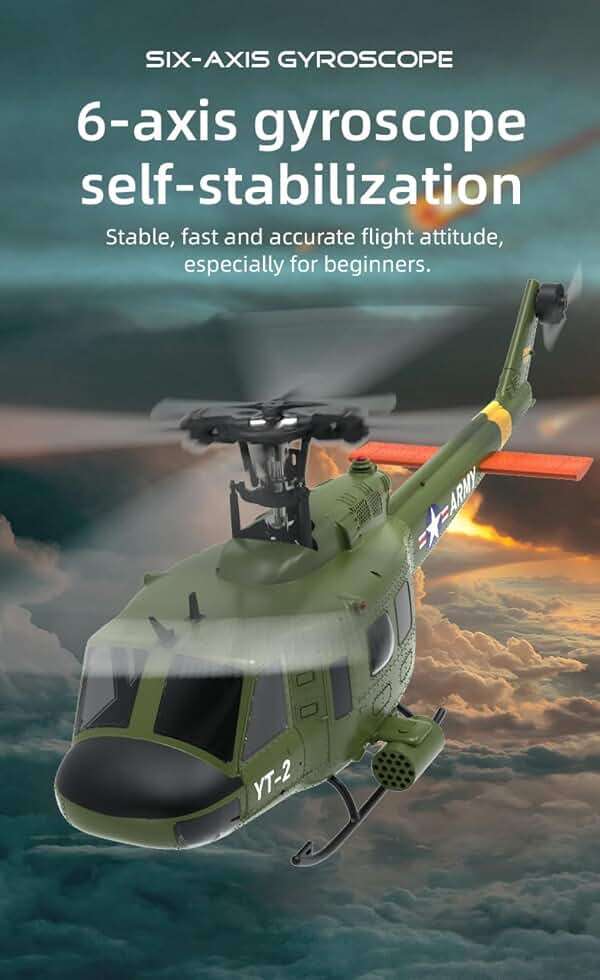 Wooptoothy YUXIANG F07 UH-1D RC Helicopter for Adult, 1/34 Scale 2.4G 6CH Brushless Direct-Drive Flybarless Helicopter Model with 6-Axis Gyro, 3D/6G RC Aircraft Model Toys (3 Batteries) - Image 2
