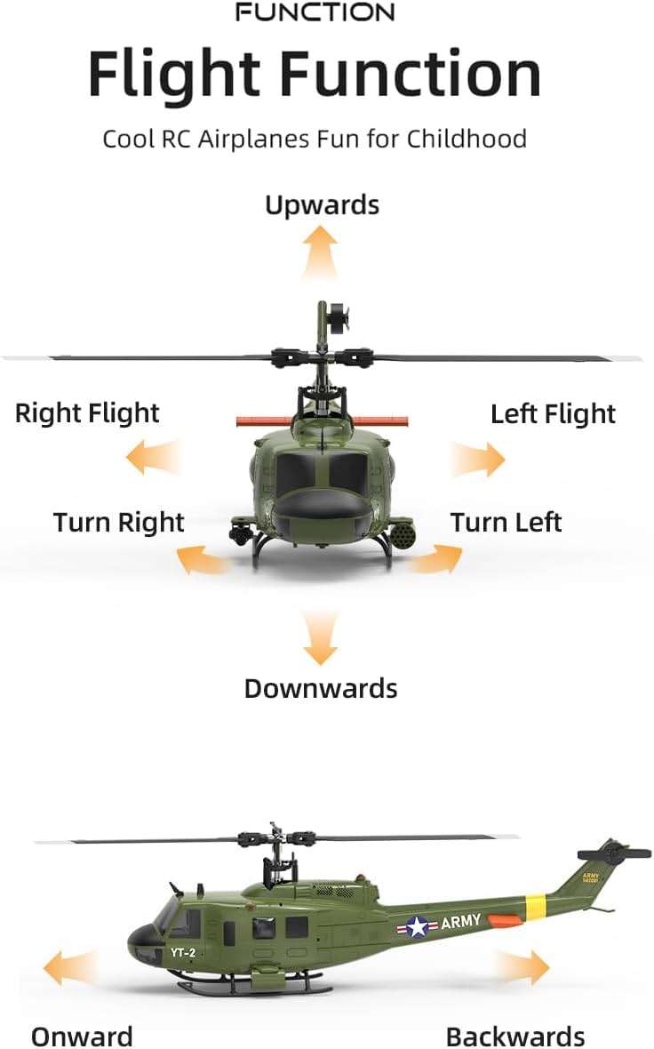 Wooptoothy YUXIANG F07 UH-1D RC Helicopter for Adult, 1/34 Scale 2.4G 6CH Brushless Direct-Drive Flybarless Helicopter Model with 6-Axis Gyro, 3D/6G RC Aircraft Model Toys (3 Batteries) - Image 4