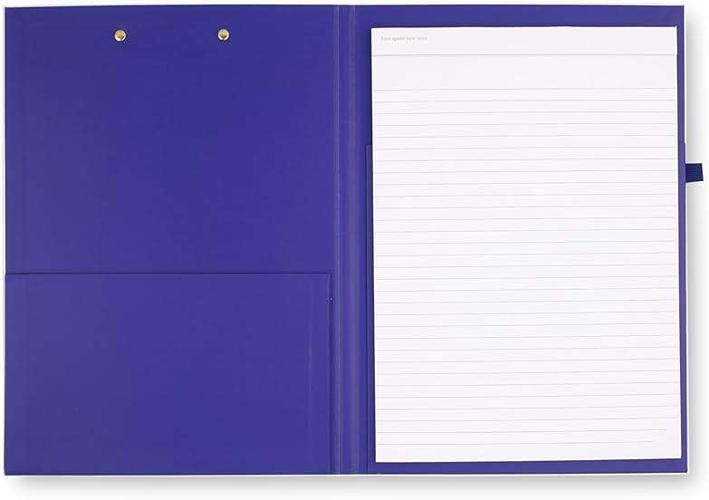 kate spade new york A4 Clipboard Folio with Low Profile Clip, Professional Padfolio Includes Lined Notepad, Pen Loop, and Pocket, Charmed Library - Image 2