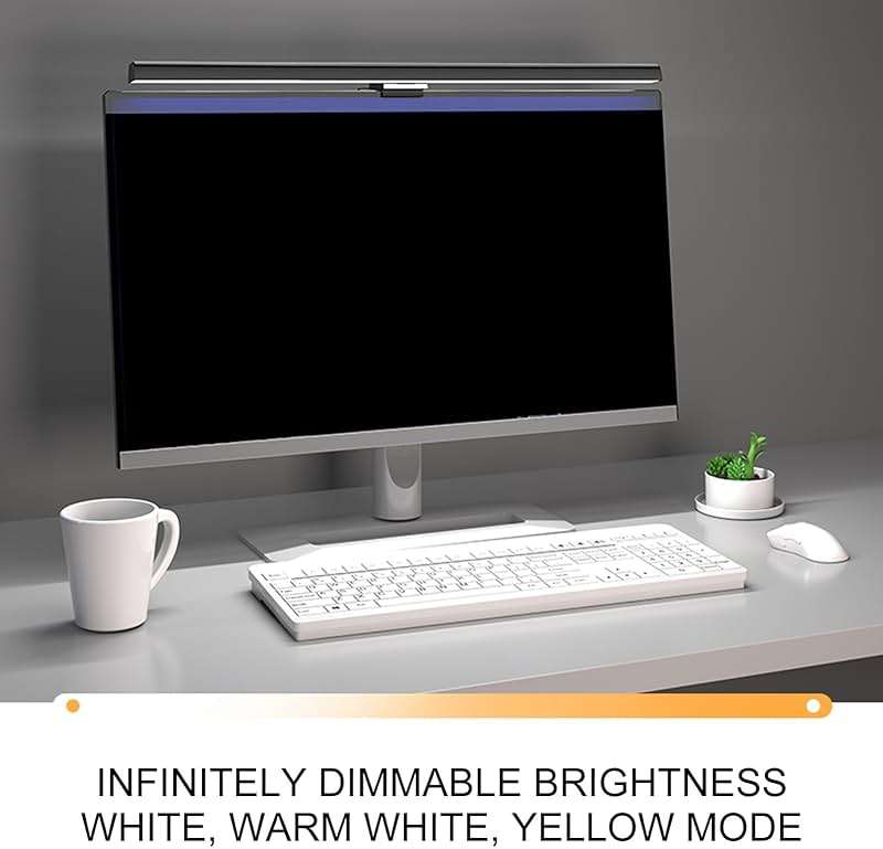 LICAEVEY Monitor Light Bar, 19.7in Light Bar with Clamp, 3 Switchable Light Modes and Touch Control, No Screen Glare Monitor Desk Lamp for Work and Office (White) - Image 8