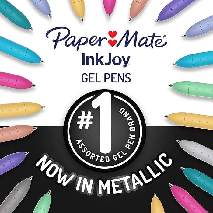 Paper Mate InkJoy Gel Pens, Metallic, Retractable, Medium Point (0.8mm), Glittery Assorted Colors, 10 Count - Arts & Crafts, Doodling, Writing, Bullet Journaling - Image 7