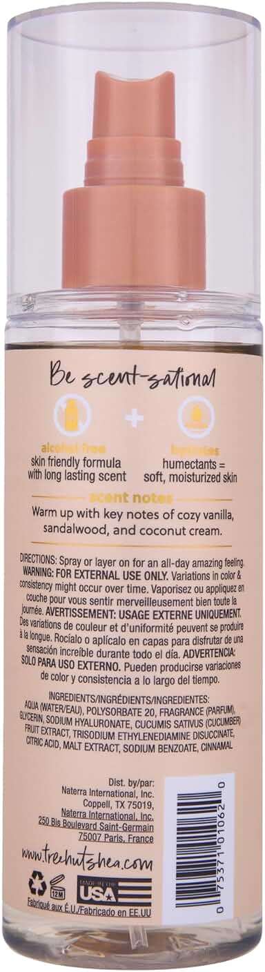 Tree Hut Vanilla Hair & Body Mist, Hydrating & Alcohol-Free Body Spray, Fragrance with Vanilla, Sandalwood & Coconut Notes, Alcohol-Free Formula, Spray, 6 Fl Oz. - Image 3