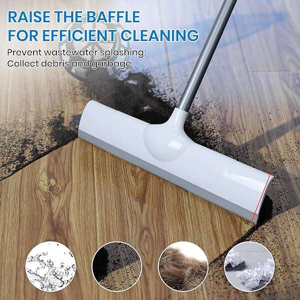 Magic Rubber Broom,50" Long Handle Floor Squeegee,Sweep and Squeegee Multifunction Household Cleaning Broom for Floor Kitchens Shower Tile Hardwood Vinyl Pet Hair (16.5inch) - Image 2