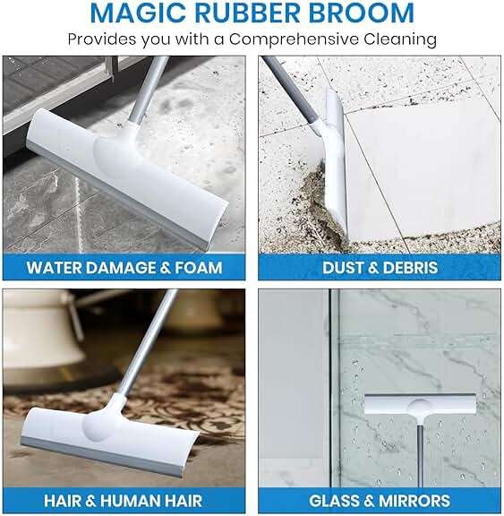 Magic Rubber Broom,50" Long Handle Floor Squeegee,Sweep and Squeegee Multifunction Household Cleaning Broom for Floor Kitchens Shower Tile Hardwood Vinyl Pet Hair (16.5inch) - Image 6