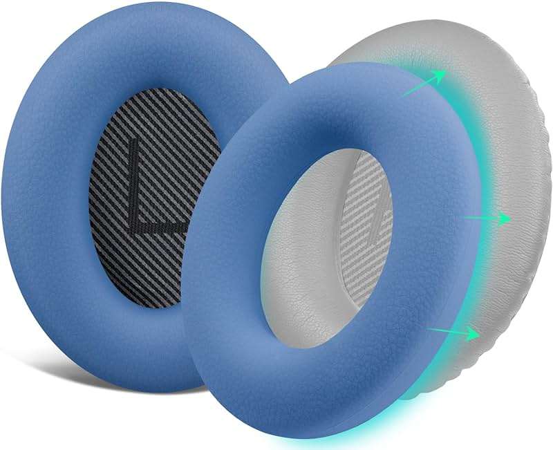 SOULWIT Silicone Ear Pads Cover Protector for Bose QuietComfort QC15 QC25 QC2 QC35 QC45/Ae2 Ae2i Ae2w/SoundTrue & SoundLink AE Headphones Cushions, Sweatproof, Easily Washable - Blue Dusk - Image 1