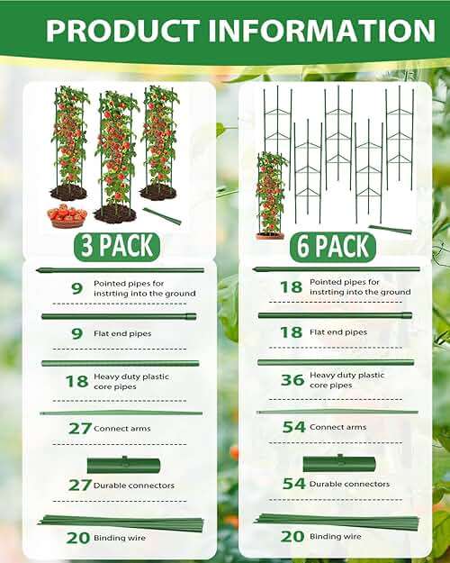 MYMULIKE 3 Pack Tomato Cages for Garden, 51in*13in Adjustable Tomatoes Plant Stakes Support Cages Trellis, Garden Trellis for Vegetable Flowers Fruits Climbing Plants- 20 Binding Wires Included - Image 3