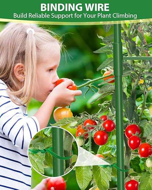 MYMULIKE 3 Pack Tomato Cages for Garden, 51in*13in Adjustable Tomatoes Plant Stakes Support Cages Trellis, Garden Trellis for Vegetable Flowers Fruits Climbing Plants- 20 Binding Wires Included - Image 7