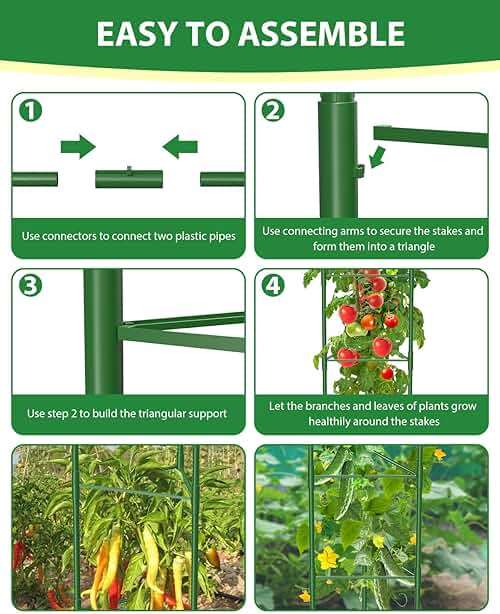 MYMULIKE 3 Pack Tomato Cages for Garden, 51in*13in Adjustable Tomatoes Plant Stakes Support Cages Trellis, Garden Trellis for Vegetable Flowers Fruits Climbing Plants- 20 Binding Wires Included - Image 9