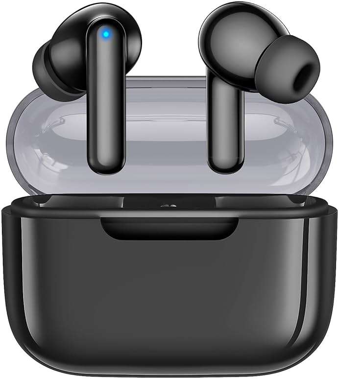 kurdene Wireless Earbuds, Bluetooth 5.3 in Ear Buds Light Weight Headphones with Deep Bass Sound,48 Hours Playtime Headset,Clear Calls Earphones with Mics for Sports Workout Black - Image 1