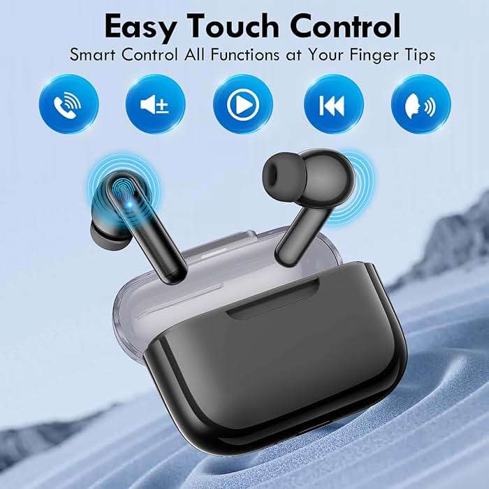 kurdene Wireless Earbuds, Bluetooth 5.3 in Ear Buds Light Weight Headphones with Deep Bass Sound,48 Hours Playtime Headset,Clear Calls Earphones with Mics for Sports Workout Black - Image 3