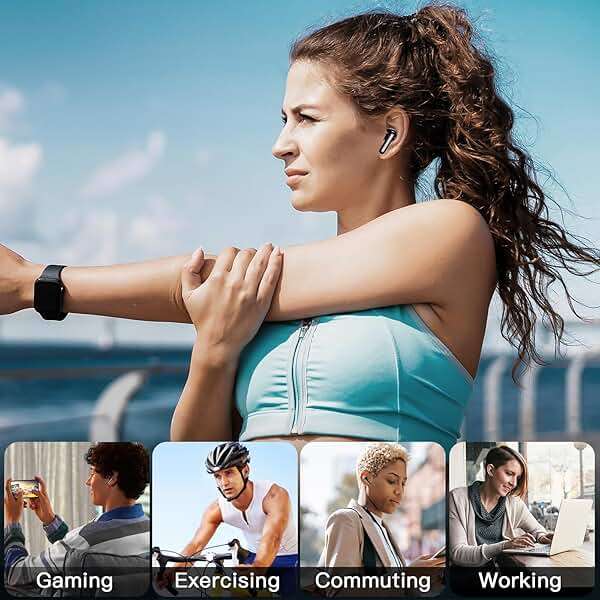 kurdene Wireless Earbuds, Bluetooth 5.3 in Ear Buds Light Weight Headphones with Deep Bass Sound,48 Hours Playtime Headset,Clear Calls Earphones with Mics for Sports Workout Black - Image 7