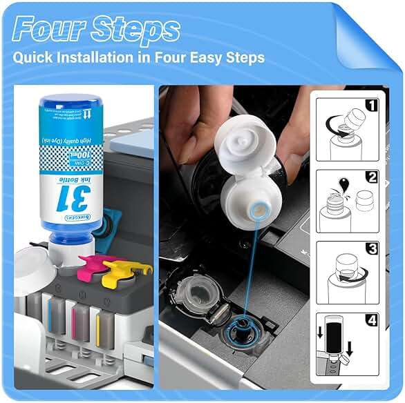 31 32XL Ink Bottle Set Refill for HP Smart Tank 7600 7602 7300 7301 7001, 5000 5101 5102, 6000 6001 651 551 Printer. Black CMY - Image 6
