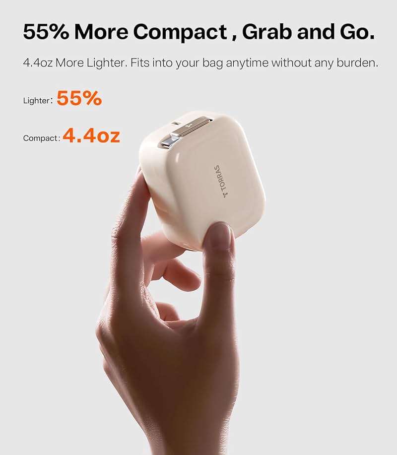 TORRAS FlexLine 40W for iPhone 17 Charger, Dual-Port USB C Charger Block with Retractable Cable, Fast Charging Type-C Power Adapter for iPhone 16/15/Samsung Galaxy S25 Ultra/S24, Gold - Image 3